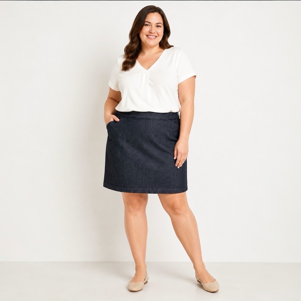 Croft & Barrow Effortless Stretch Denim Skort Dark Wash Golf Plus Size 18W